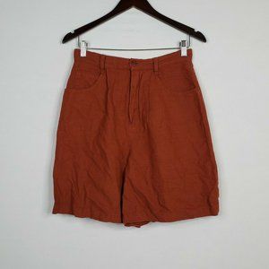 Ascente Sport Vintage Women's High Waist Shorts Size 10 Burnt Orange Linen Blend